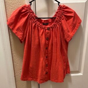 Women's Coral Blouse with Button Detail